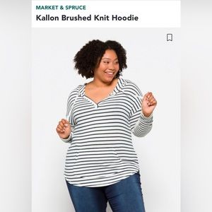Market & Spruce knit hoodie, 2x, stitch fix, white with black stripe.